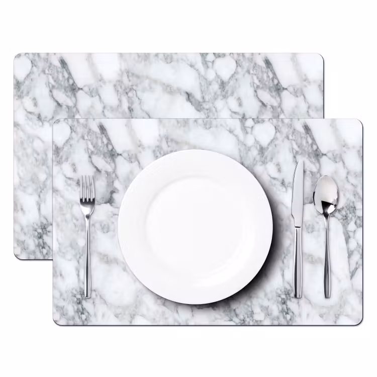 Sets de table en vinyle - Mosaïque - Marbre - Blanc - Irrégulier — 2