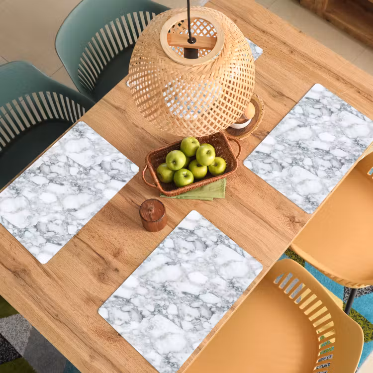 Sets de table en vinyle - Mosaïque - Marbre - Blanc - Irrégulier — 3