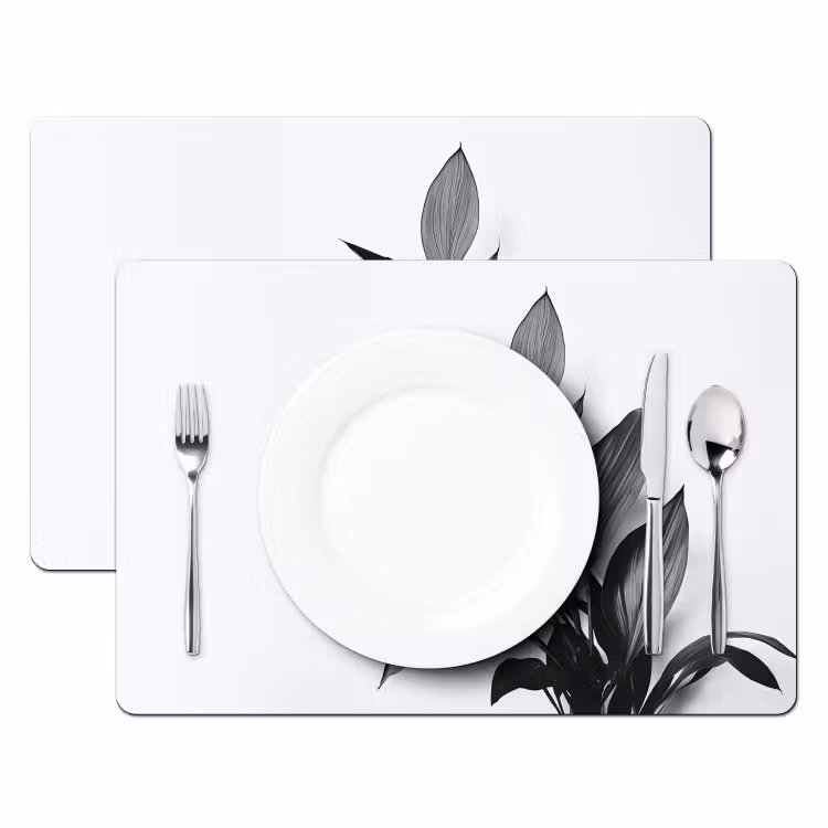 Sets de table en vinyle - Plante - Feuilles - Minimaliste - Noir — 2