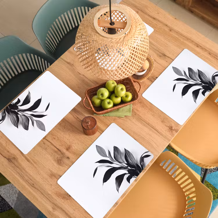 Sets de table en vinyle - Plante - Feuilles - Minimaliste - Noir — 3