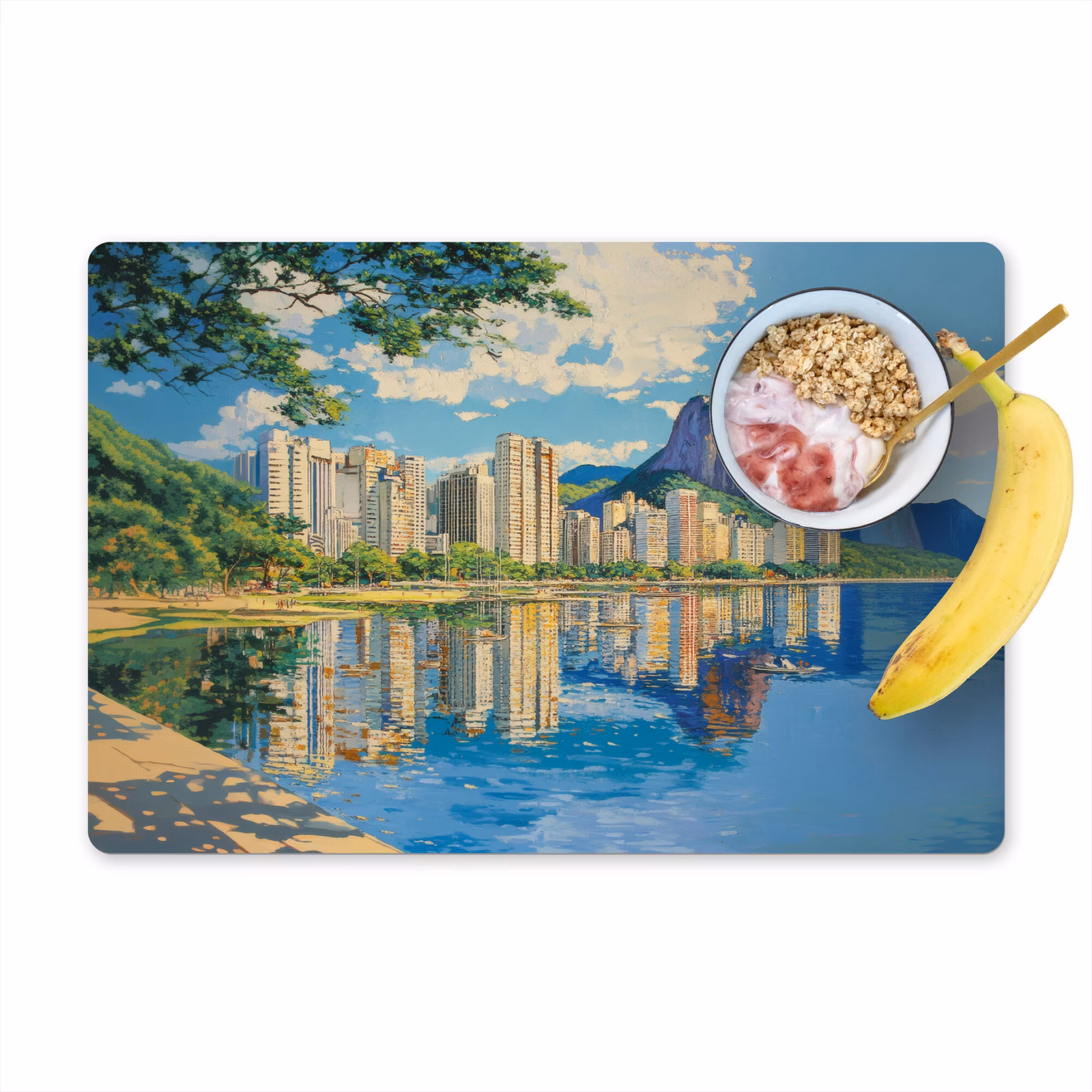 Sets de table en vinyle - Montagne - Ligne d'horizon - Plage - Eau — 1