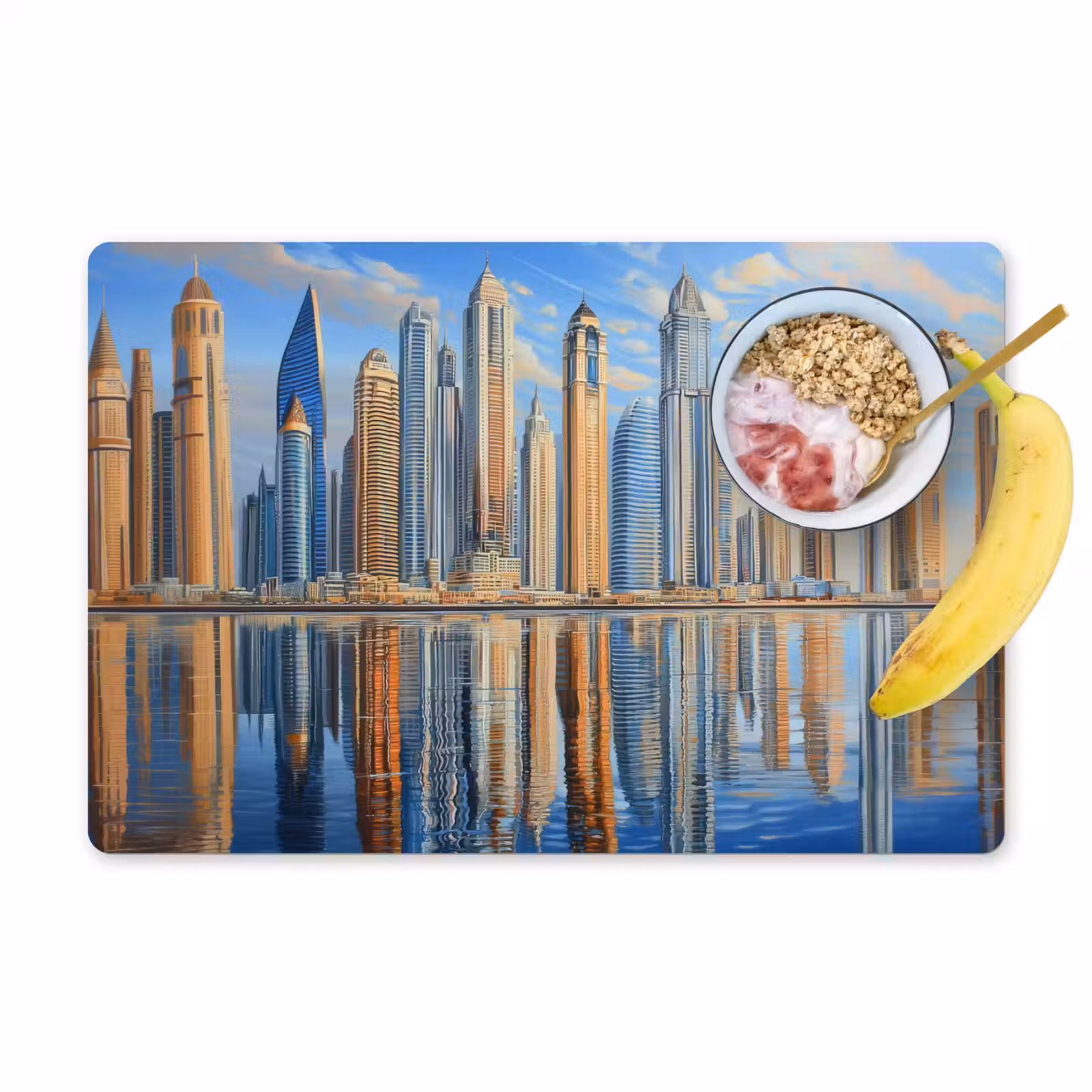 Sets de table en vinyle - Skyline - Gratte-ciel - Eau - Bleu — 1