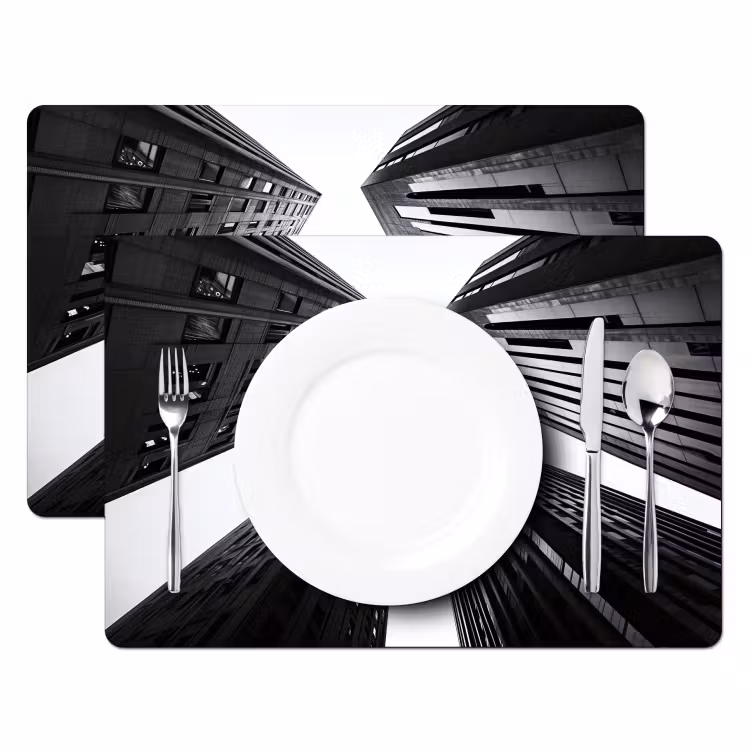 Sets de table en vinyle - Bâtiments - Ciel - Noir — 2