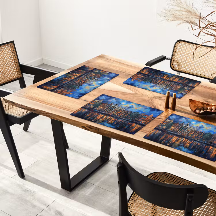 Sets de table en vinyle - Canaux Amsterdam - Maisons - Ville - Colorée — 4