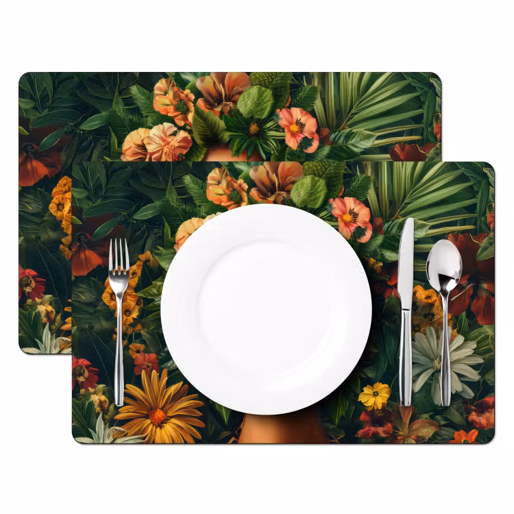 Sets de table en vinyle - Femme - Imprimé panthère - Jungle - Nature - Luxe — 2