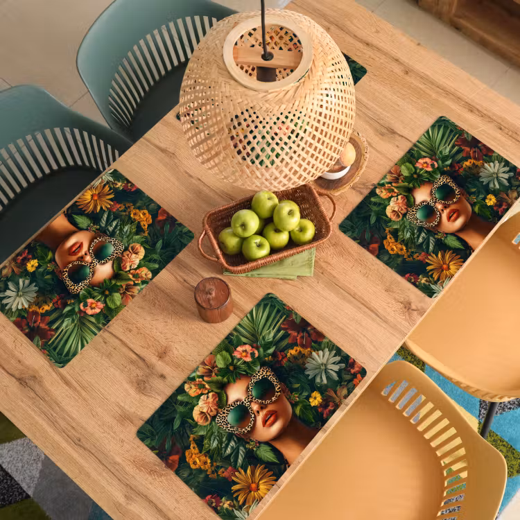 Sets de table en vinyle - Femme - Imprimé panthère - Jungle - Nature - Luxe — 3