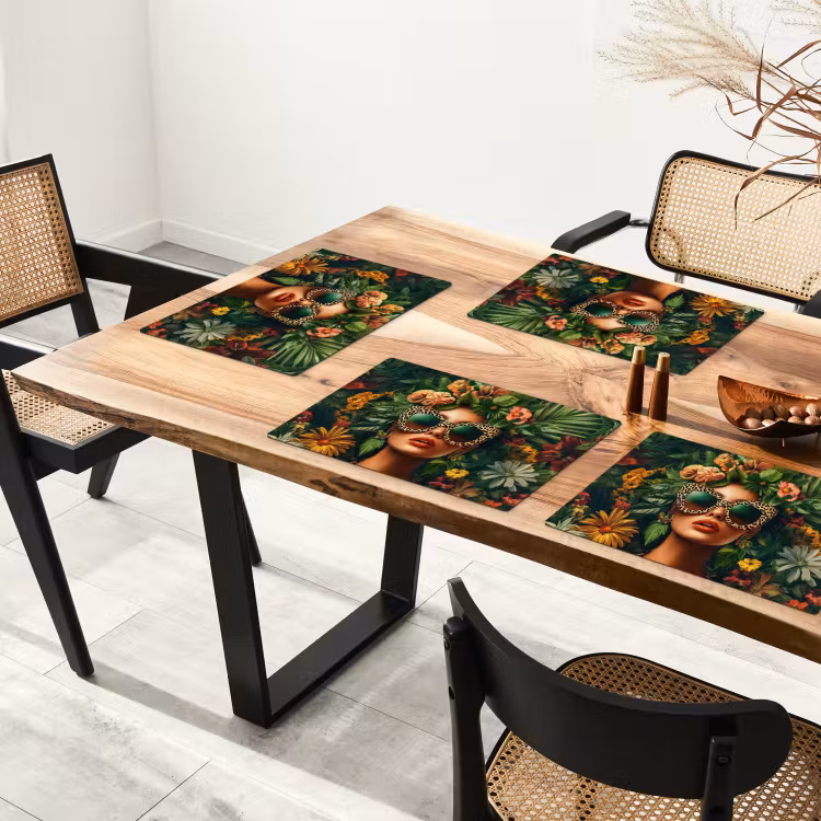 Sets de table en vinyle - Femme - Imprimé panthère - Jungle - Nature - Luxe — 4