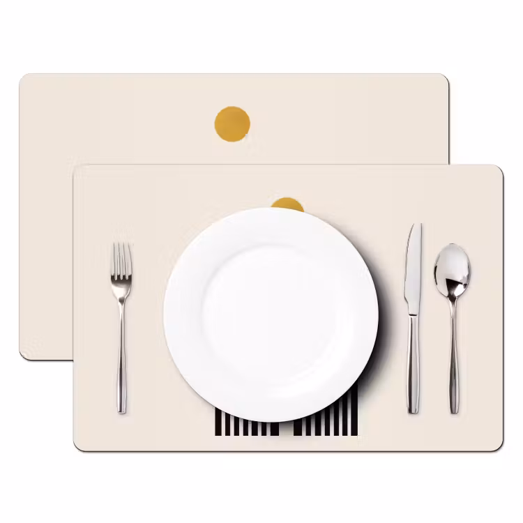 Sets de table en vinyle - Minimaliste - Noeud noir - Cercle doré — 2