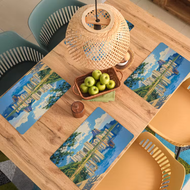 Sets de table en vinyle - Montagne - Ligne d'horizon - Plage - Eau — 3