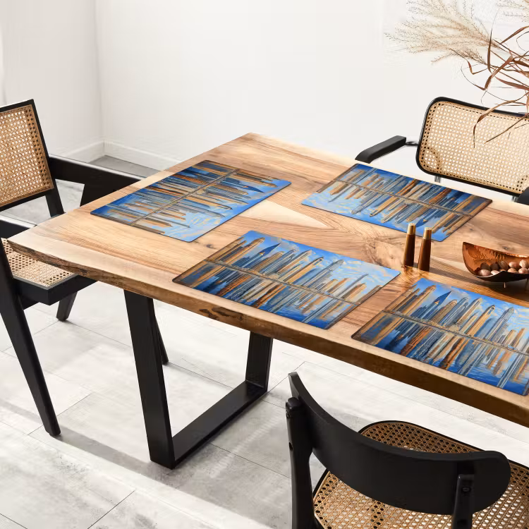 Sets de table en vinyle - Skyline - Gratte-ciel - Eau - Bleu — 4
