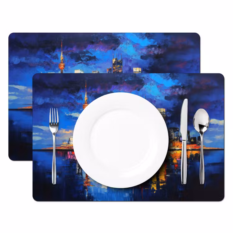 Sets de table en vinyle - Skyline Toronto - Moderne - Lumière de la ville - Bleu — 2