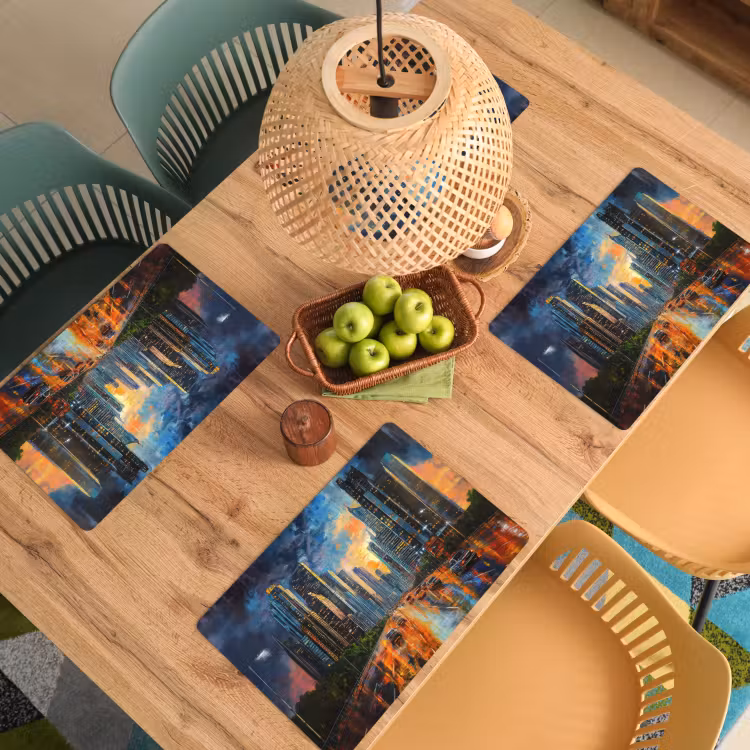 Sets de table en vinyle - Voiture - Skyline - Soleil - Bleu — 3