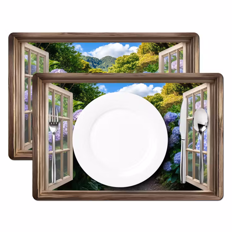 Sets de table en vinyle - Aperçu - Hortensia - Chemin - Nature — 2