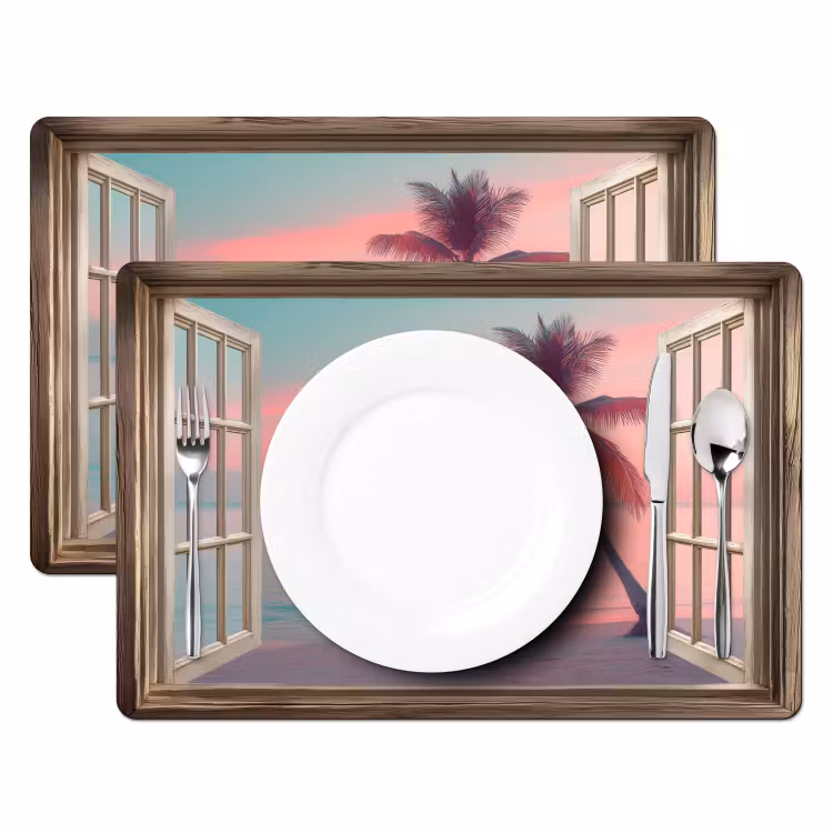 Sets de table en vinyle - Aperçu - Plage - Palmier - Tropical — 2