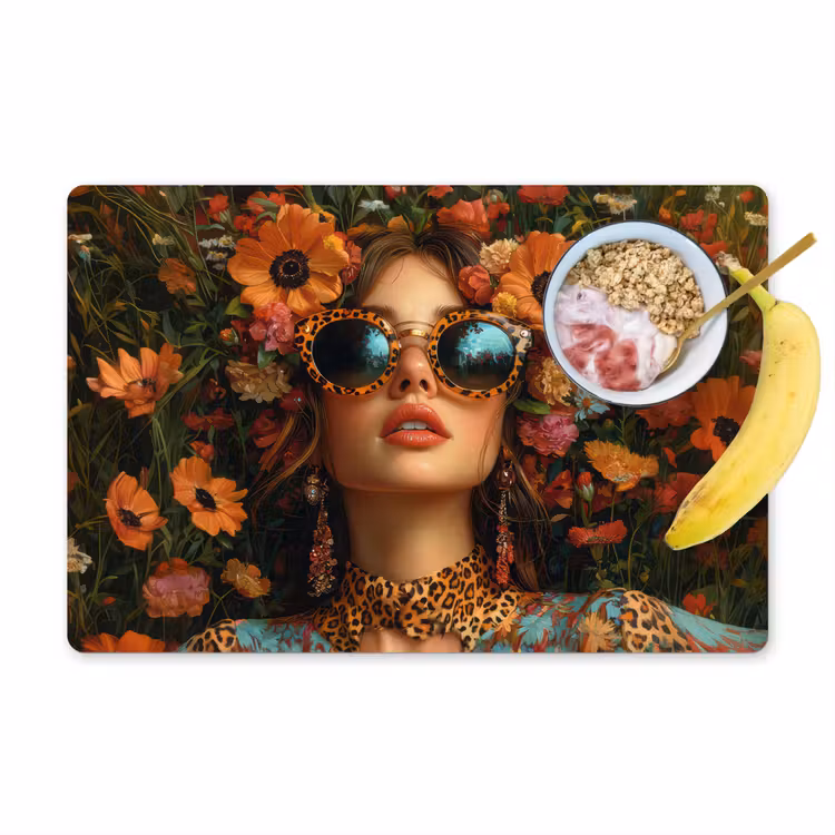 Sets de table en vinyle - Femmes - Fleurs - Moderne - Lunettes - Abstrait — 1
