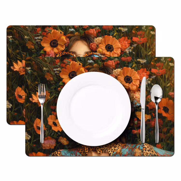 Sets de table en vinyle - Femmes - Fleurs - Moderne - Lunettes - Abstrait — 2