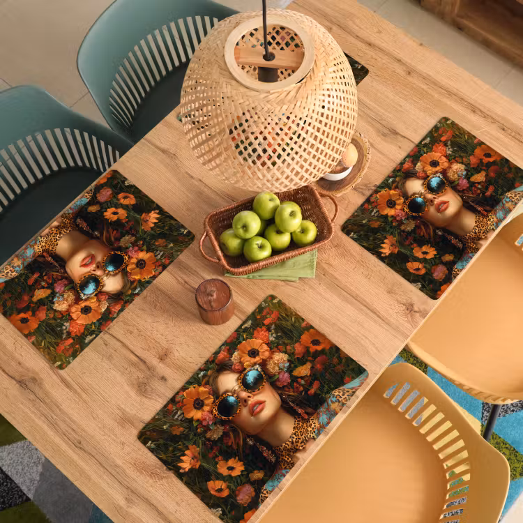 Sets de table en vinyle - Femmes - Fleurs - Moderne - Lunettes - Abstrait — 3