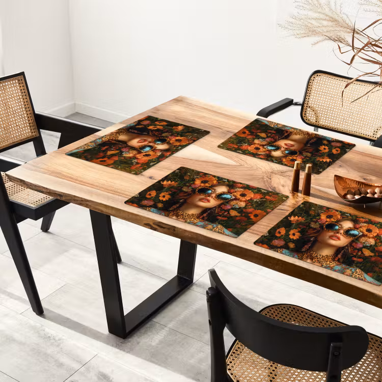 Sets de table en vinyle - Femmes - Fleurs - Moderne - Lunettes - Abstrait — 4