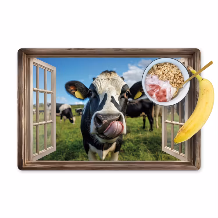 Sets de table en vinyle - Regarder à travers - Vache - Prairie - Animaux - Nature — 1
