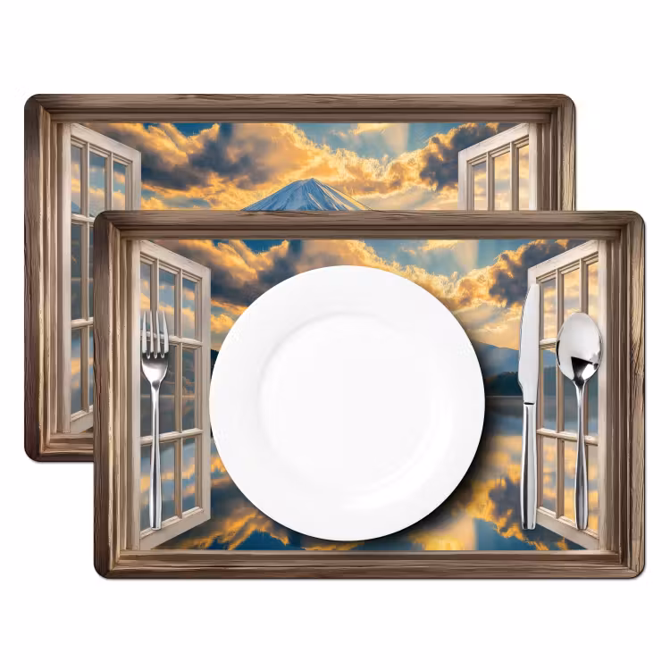 Sets de table en vinyle - Vue - Paysage - Montagnes - Vues - Fenêtre — 2