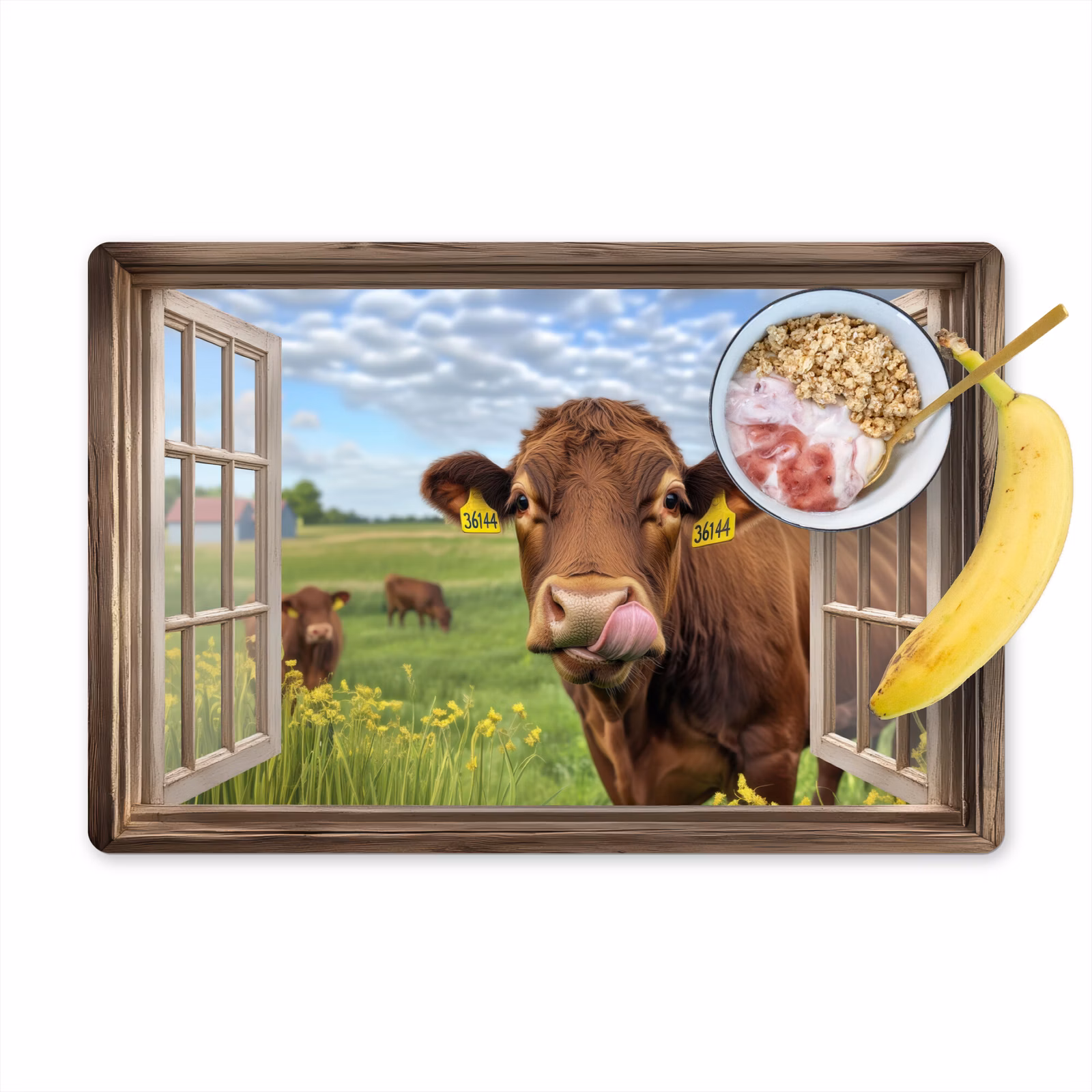 Sets de table en vinyle - Look-through - Vache - Prairie - Paysage - Animaux — 1