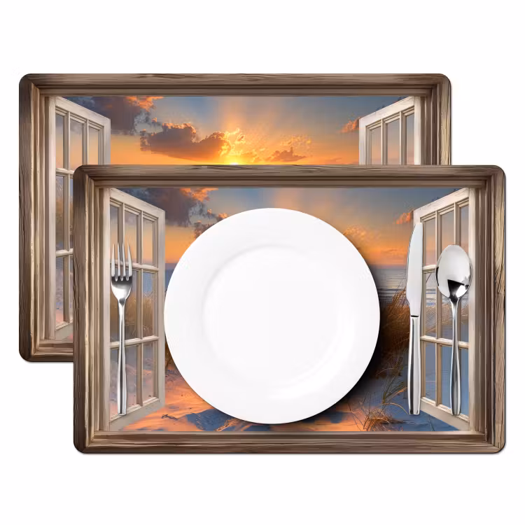 Sets de table en vinyle - Aperçu - Plage - Dunes - Coucher de soleil — 2