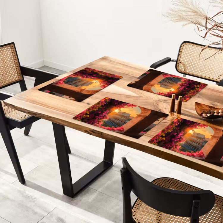 Sets de table en vinyle - Colisée - Rome - Fleurs roses — 4