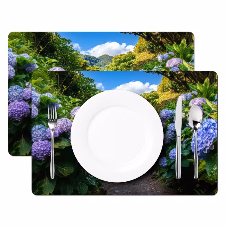 Sets de table en vinyle - Hortsensia - Crapaud - Fleurs — 2