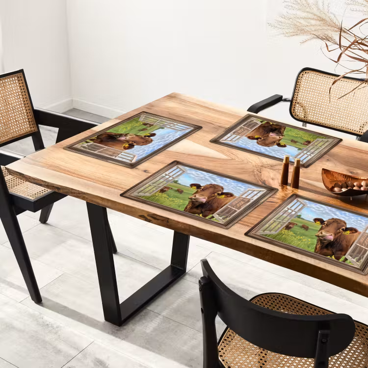 Sets de table en vinyle - Look-through - Vache - Prairie - Paysage - Animaux — 4