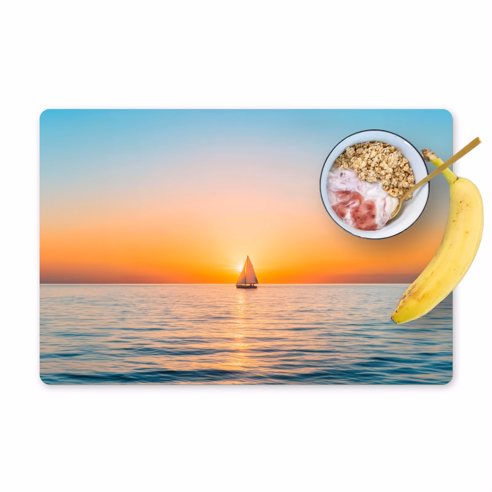 Sets de table en vinyle - Mer - Voilier - Coucher de soleil — 1