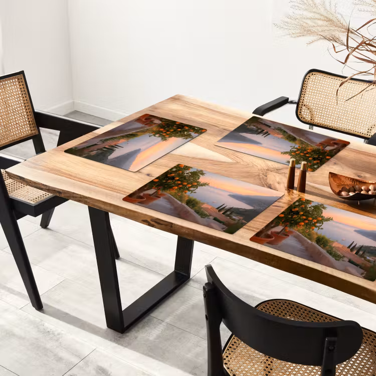 Sets de table en vinyle - Mer Méditerranée - Orange - Collines - Mer — 4