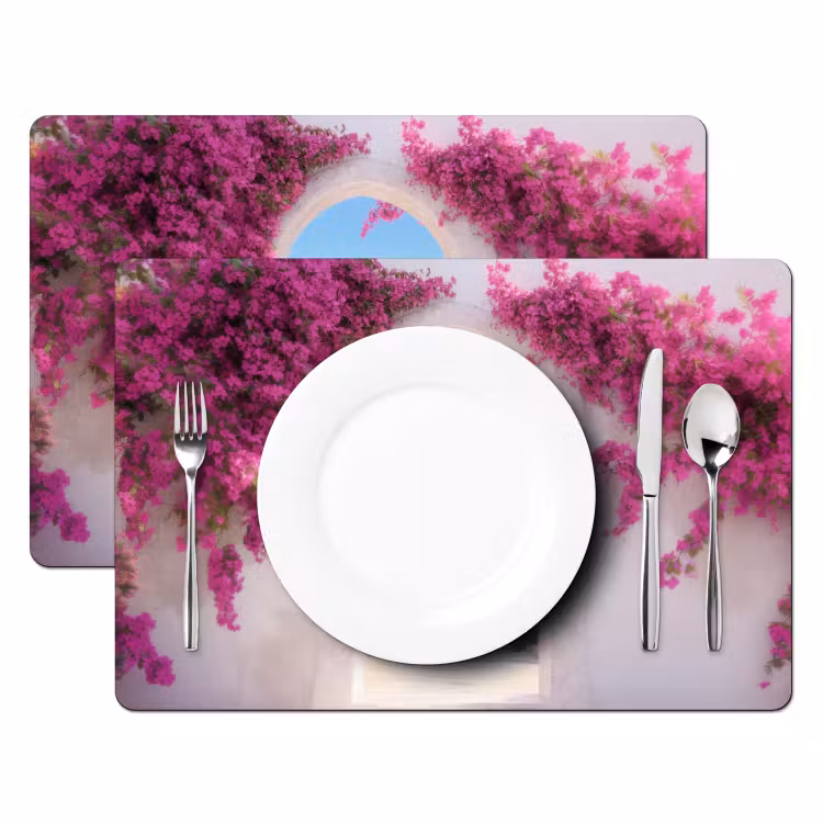 Sets de table en vinyle - Mer - Rose - Fleurs - Portail — 2