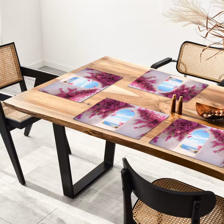 Sets de table en vinyle - Mer - Rose - Fleurs - Portail — 4