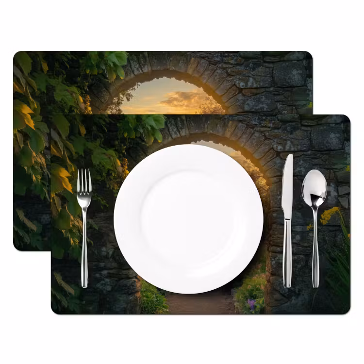 Sets de table en vinyle - Portail - Plantes - Coucher de soleil — 2