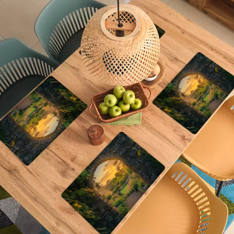 Sets de table en vinyle - Portail - Plantes - Coucher de soleil — 3
