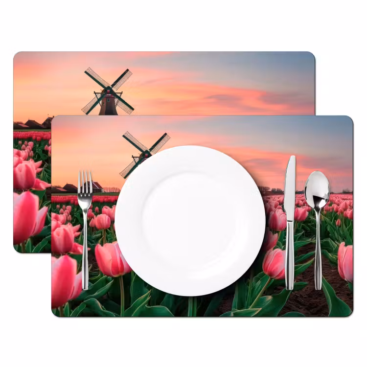 Sets de table en vinyle - Tulipes - Moulin - Pays-Bas — 2