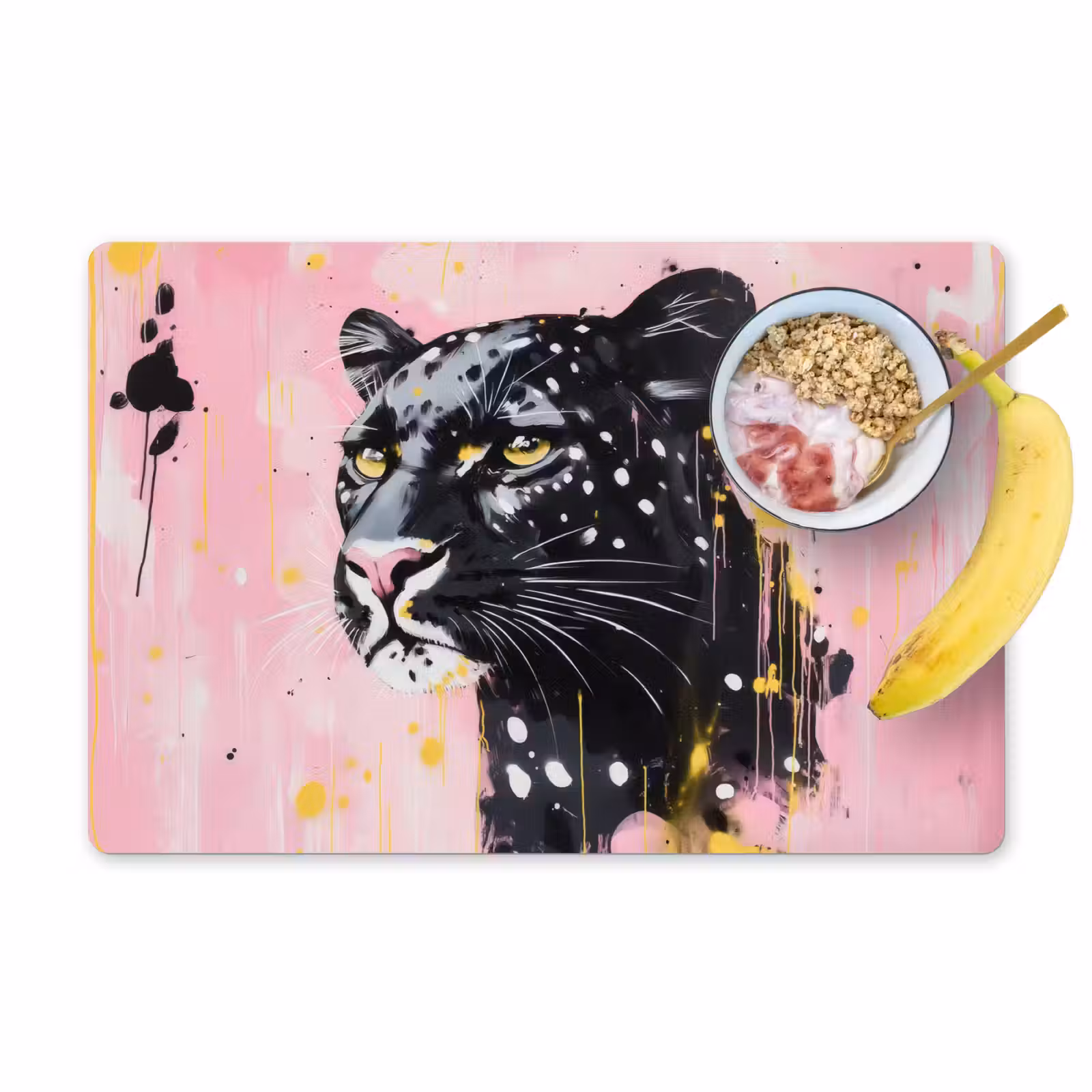 Sets de table en vinyle - Noir - Panthère - Rose - Abstrait — 1