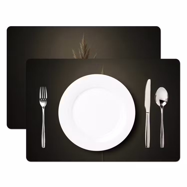 Sets de table en vinyle - Branche - Herbe à prune - Marron foncé — 2