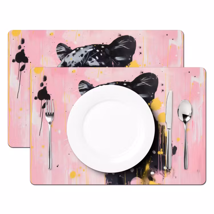 Sets de table en vinyle - Noir - Panthère - Rose - Abstrait — 2