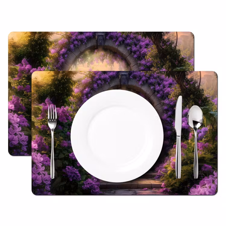 Sets de table en vinyle - Portail - Mauve - Fleurs — 2