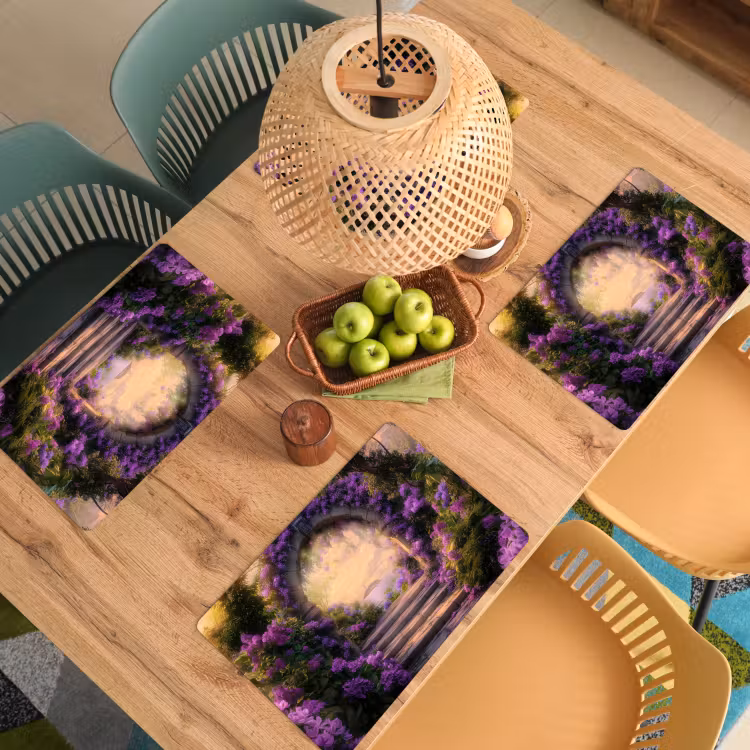 Sets de table en vinyle - Portail - Mauve - Fleurs — 3