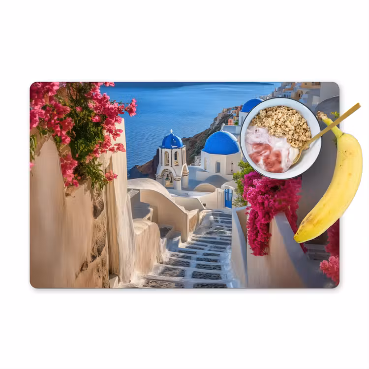 Sets de table en vinyle - Santorin - Fleurs - Grèce — 1