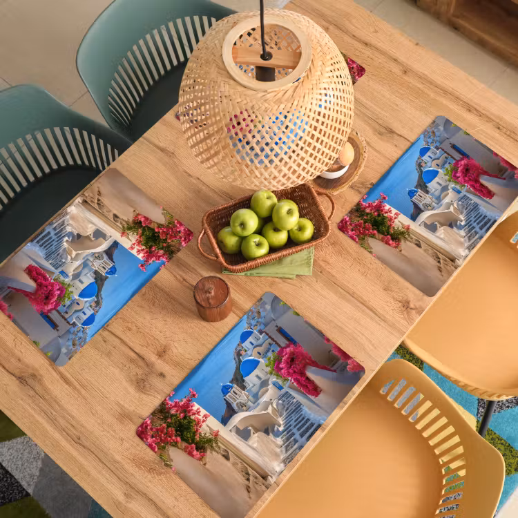Sets de table en vinyle - Santorin - Fleurs - Grèce — 3