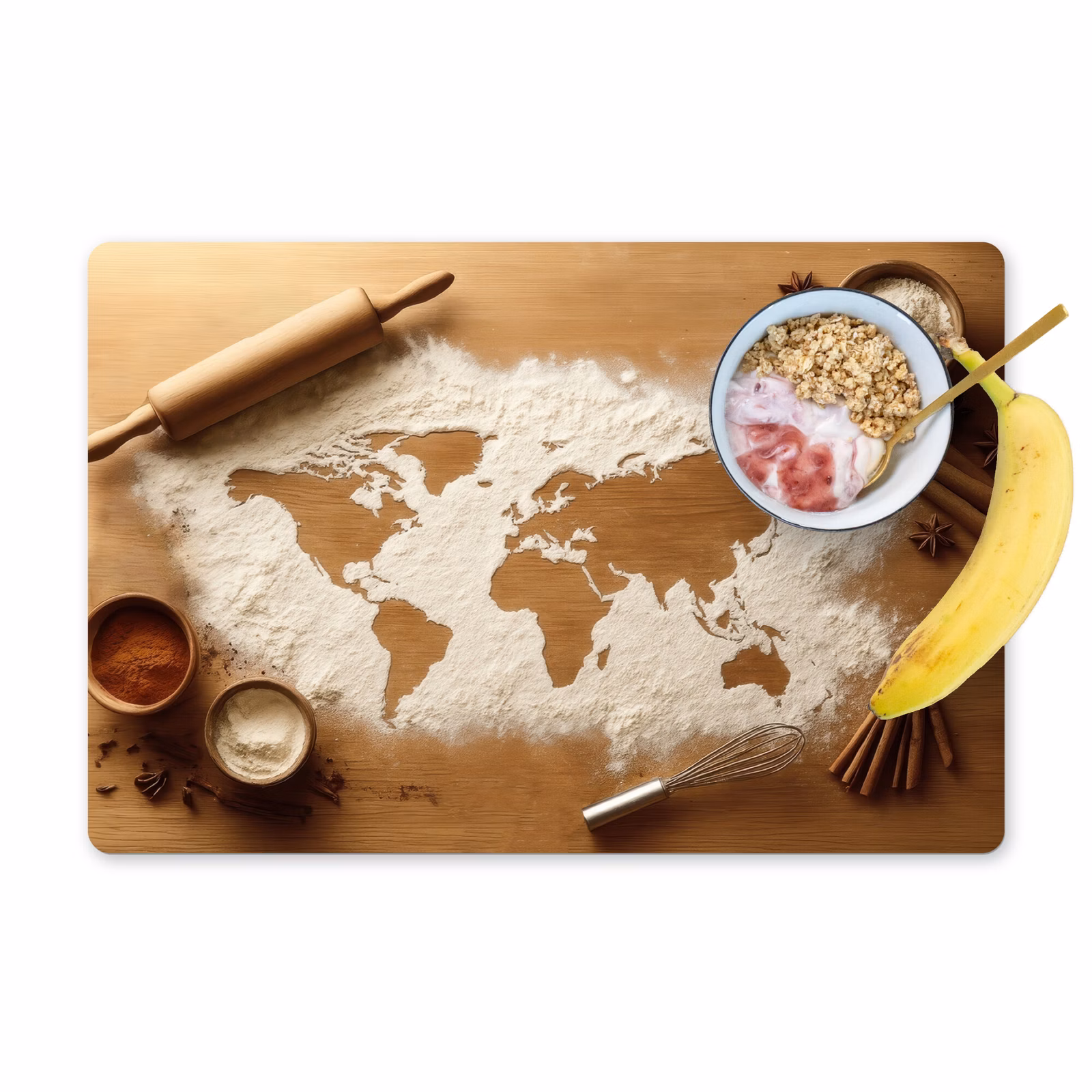 Sets de table en vinyle - Bois - Carte du monde - Cuisson - Cuisine — 1