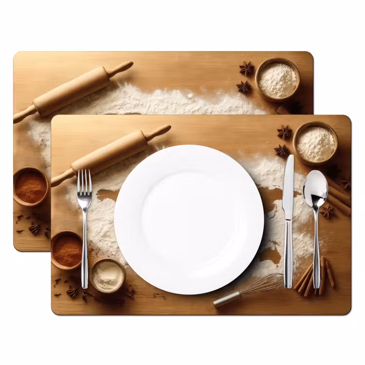 Sets de table en vinyle - Bois - Carte du monde - Cuisson - Cuisine — 2