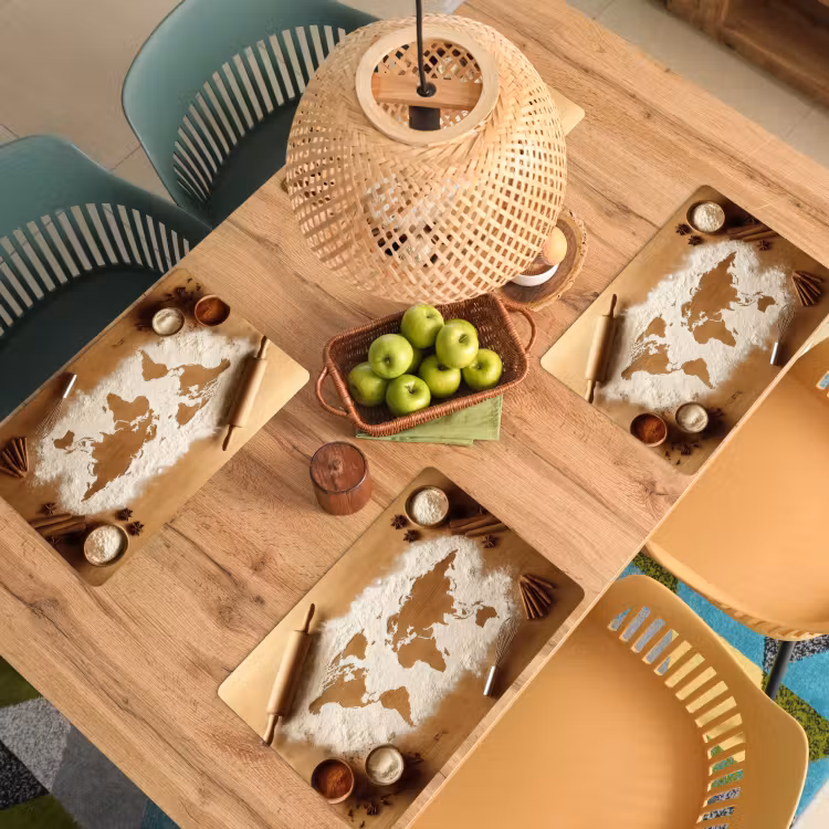 Sets de table en vinyle - Bois - Carte du monde - Cuisson - Cuisine — 3