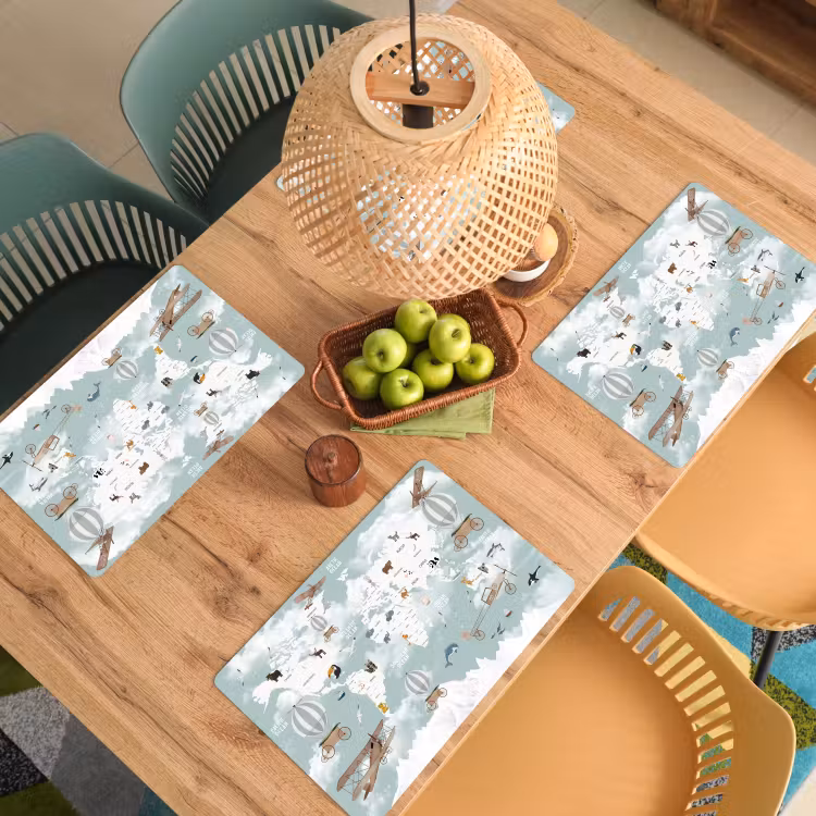 Sets de table en vinyle - Carte du monde - Enfant - Avion — 3
