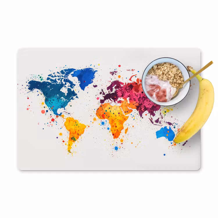 Sets de table en vinyle - Carte du monde - Graffiti - Coloré — 1