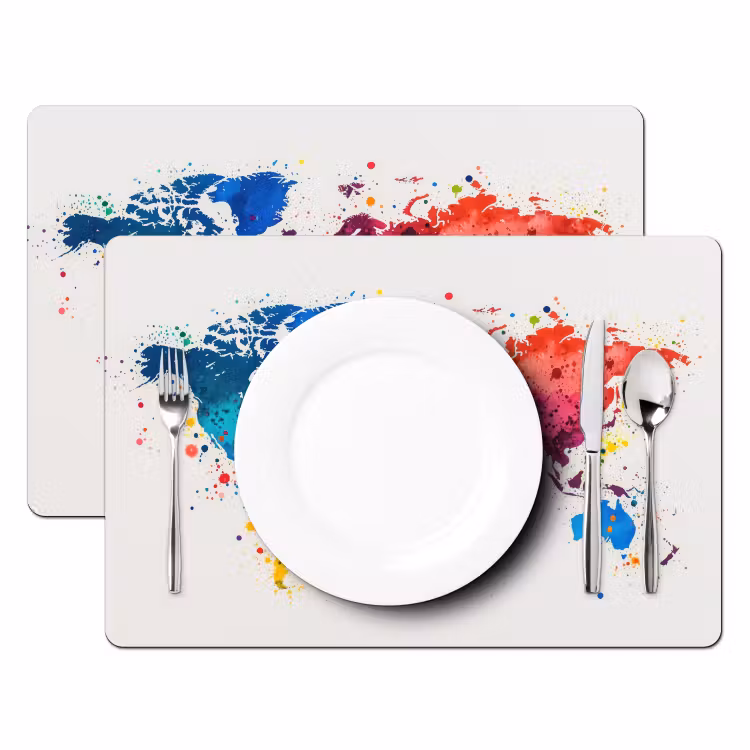 Sets de table en vinyle - Carte du monde - Graffiti - Coloré — 2