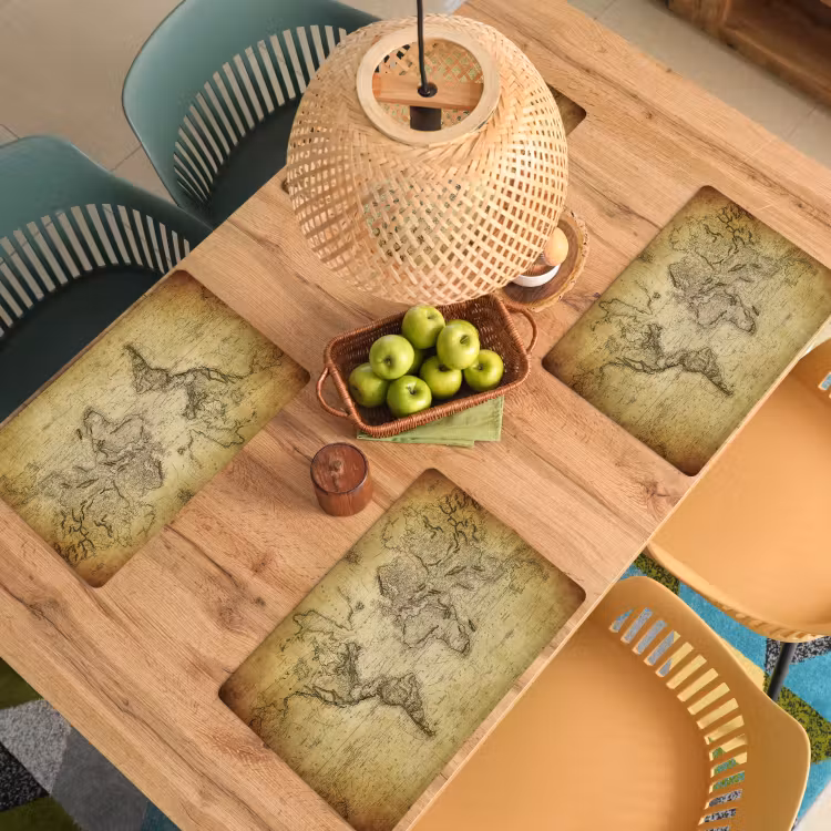 Sets de table en vinyle - Carte du monde - Vintage - Antique - Brun - Papier — 3